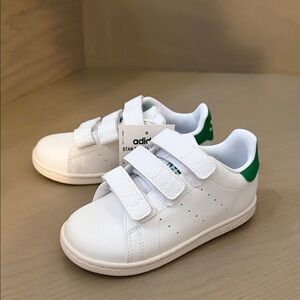 Adidas Kids White Sneakers with Green Details